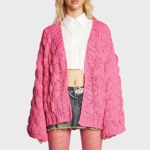 POL Oversized Barbie Pink Cardigan